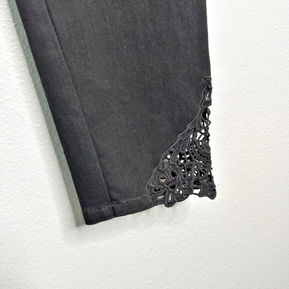 Soft Surroundings Black Straight Ankle Jeans Lace Crochet Ankle women’s size 14 - Picture 3 of 14